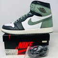 Jordan 1 Retro High Clay Green sneaker with clean uppers, extra laces, and original box.