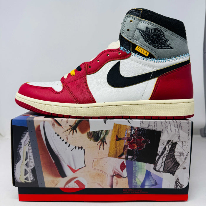 Jordan 1 Retro High OG SP Union LA Chicago Shadow sneaker on box with extra laces 2025 model