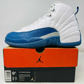 Jordan 12 Retro French Blue sneaker on box, white and blue leather, 2016 model