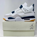 Jordan 4 Retro SB Navy sneaker on Nike SB box, brand new 2025 release