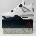 Jordan 4 White Cement 2016 sneakers, brand new condition, with Jordan hang tag, displayed on original box.