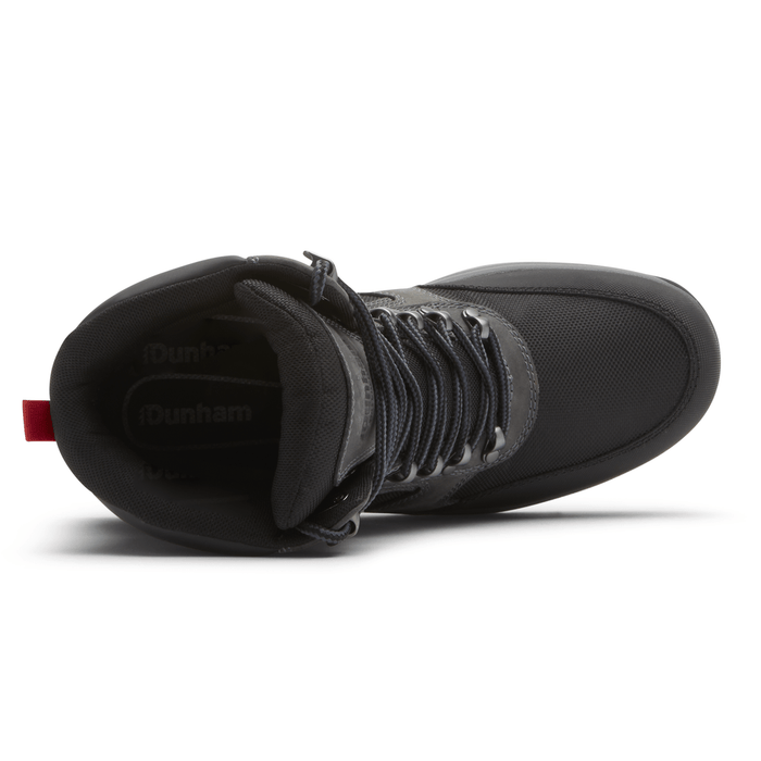 Dunham 8000 Works 8-Inch Ubal Boot top view in black with mesh upper, padded collar, and durable lace system.