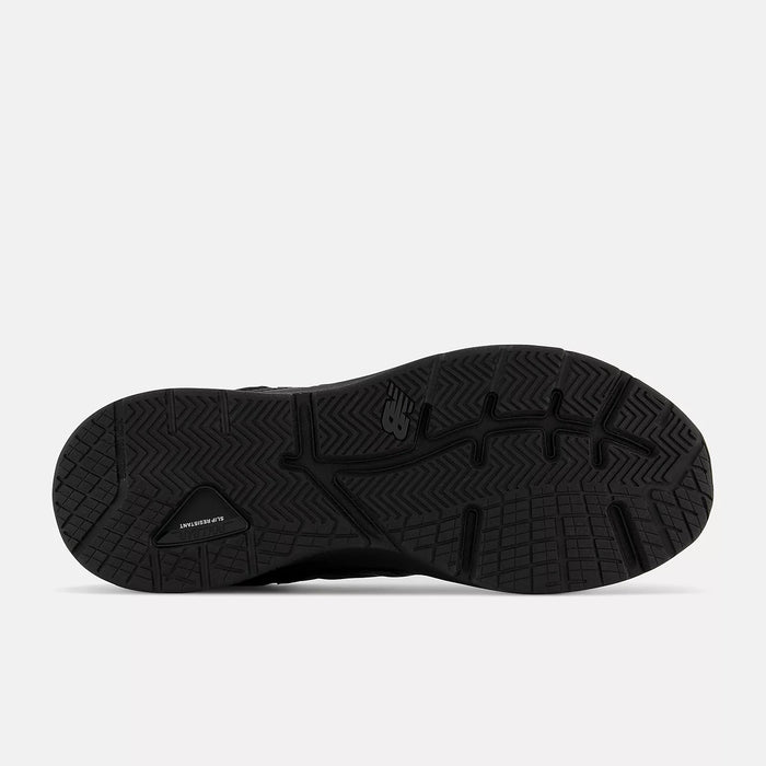 New Balance 857v3 Slip Resistant shoes outsole in black with slip-resistant tread pattern and durable rubber construction.