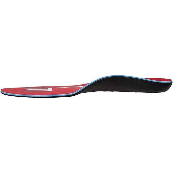 Sole Active Medium insoles in red with supportive arch design and black underside, side view showing contours