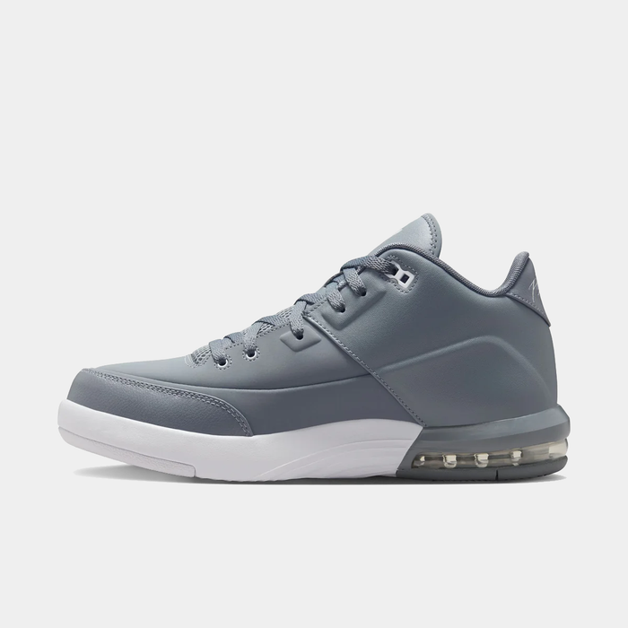 "Nike Air Jordan Flight Origin 3 sneakers in gray with synthetic upper, padded collar, and visible Air-Sole unit, side view"