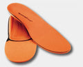 SuperFeet All-Purpose High Impact Support Insole in bright orange with durable surface and cushioning, angled view.