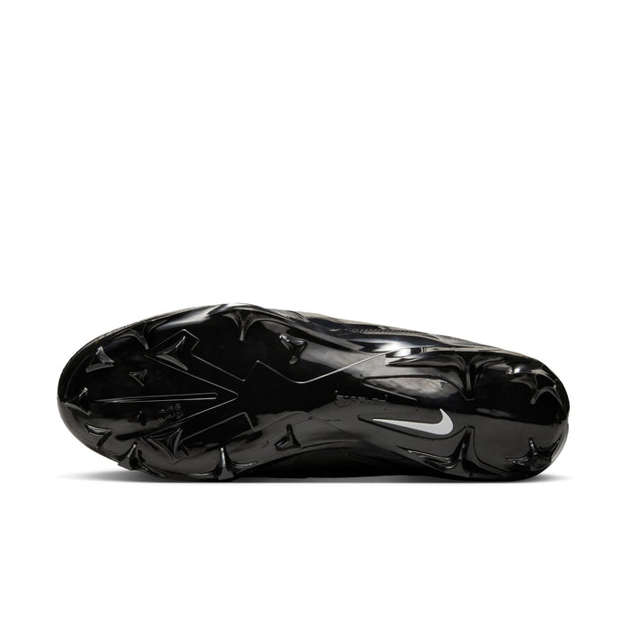 Nike Alpha Menace Elite 4 football cleats outsole in glossy black with angular stud pattern for superior traction.