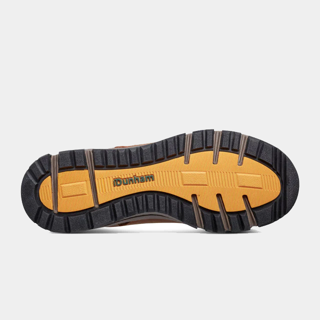 Dunham Alpine Waterproof Casual Lace-up Shoes outsole in yellow and black with rugged tread for enhanced traction.
