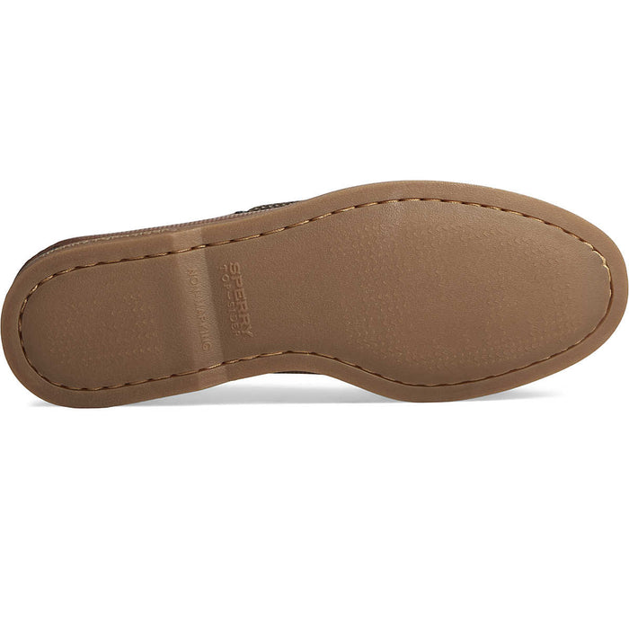 Sperry Authentic Original™ 2-Eye Deboss boat shoes, bottom view showing tan non-slip rubber outsole with stitched detailing.