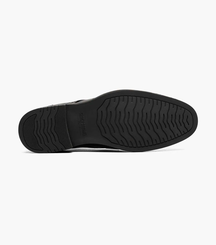 Stacy Adams Benson Plain Toe shoe outsole in black rubber with wavy grip pattern, bottom view.