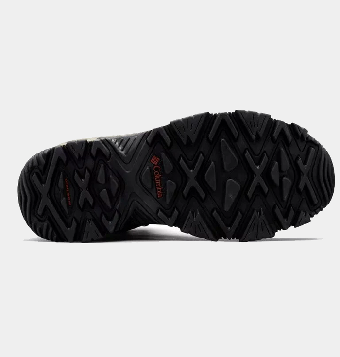Columbia Bugaboot III boots outsole showing rugged black traction tread with Columbia branding in red.