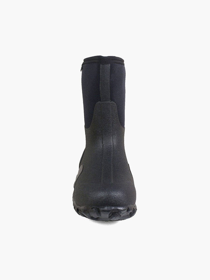 Bogs Classic Mid Boot front view in black with durable waterproof construction and textured outsole.