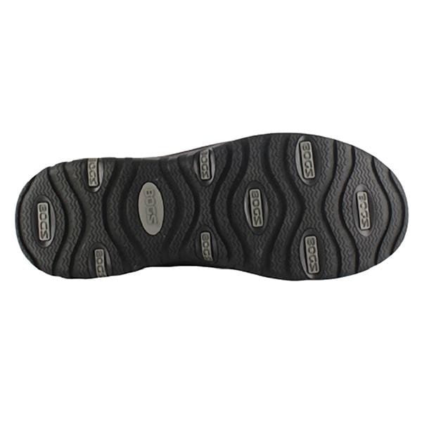 Bogs Classic Ultra High boots outsole in black with wave tread pattern and branded grips, sole/bottom view.