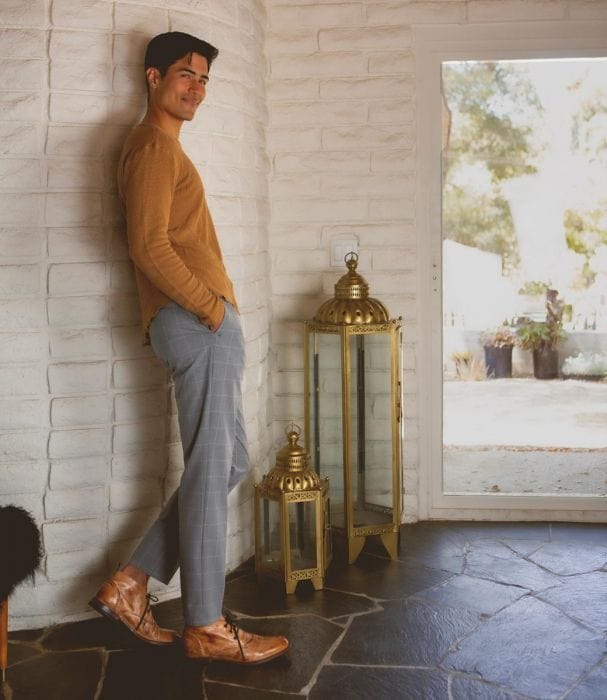 Bed Stu Clyde Chukka boots in rich brown leather with a polished finish and lace-up design, worn indoors with casual attire.