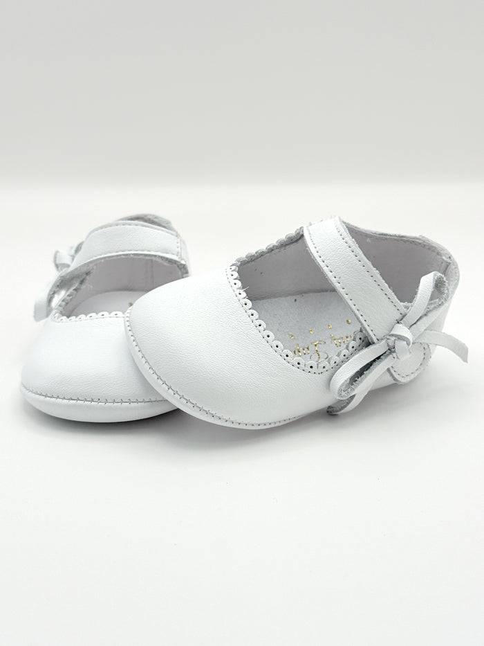 Crib Shoe Mary Jane Bow White