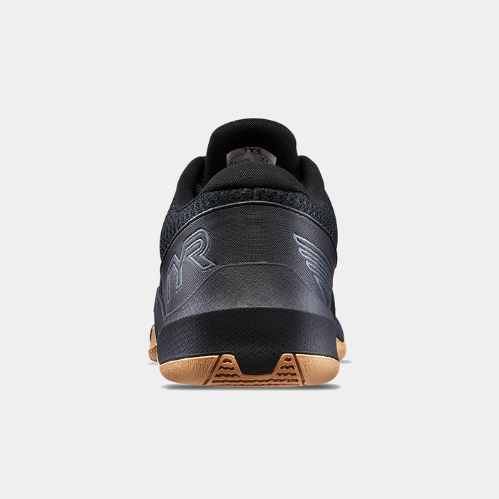 TYR CXT-2 Trainer shoes in black with a textured heel and gum-colored outsole, back view showing logo detailing.
