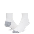 Wigwam Diabetic Sport Quarter socks in white with gray cushioned heel and toe, side angle view.