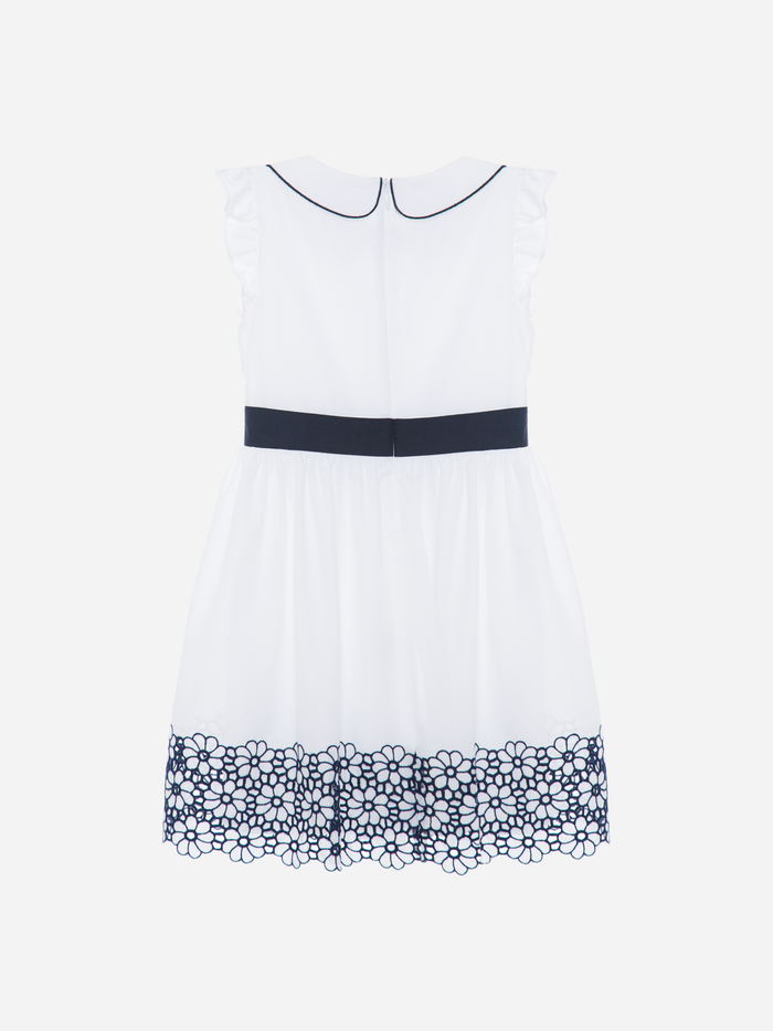 Dress Navy Blue Voile Dress with Embroidery