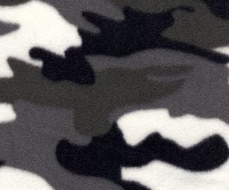 Polar Feet Fleece Socks fabric detail in gray, black, and white camouflage pattern, showcasing soft fleece material.