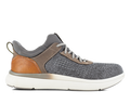 Florsheim Work Fleet Work Comp Toe Sneaker, gray knit upper with brown leather accents and white slip-resistant outsole, side view.