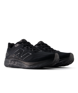 New Balance Fresh Foam 680v8 running shoes in black, featuring mesh upper and cushioned foam midsole, angled front view.