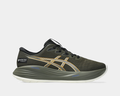 Asics Gel-Cumulus 27 GTX running shoes in olive green with Gore-Tex Invisible Fit upper and PureGEL cushioning, side view
