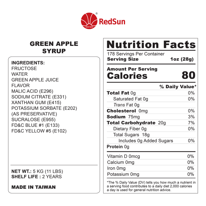 Green Apple Syrup 5KG (11LBS) (Bottle)