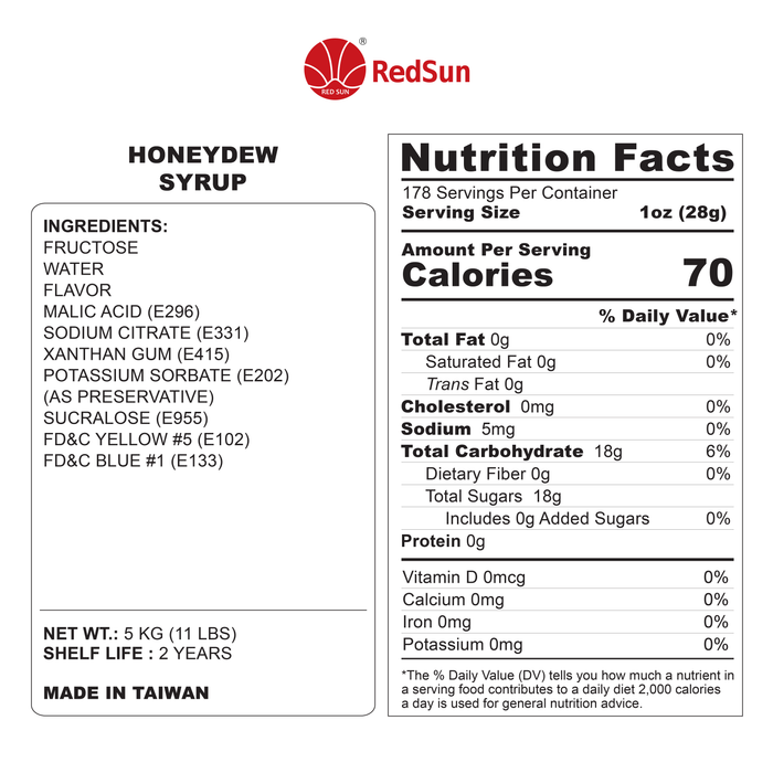 Green Honeydew Syrup 5KG (11LBS) (Bottle)