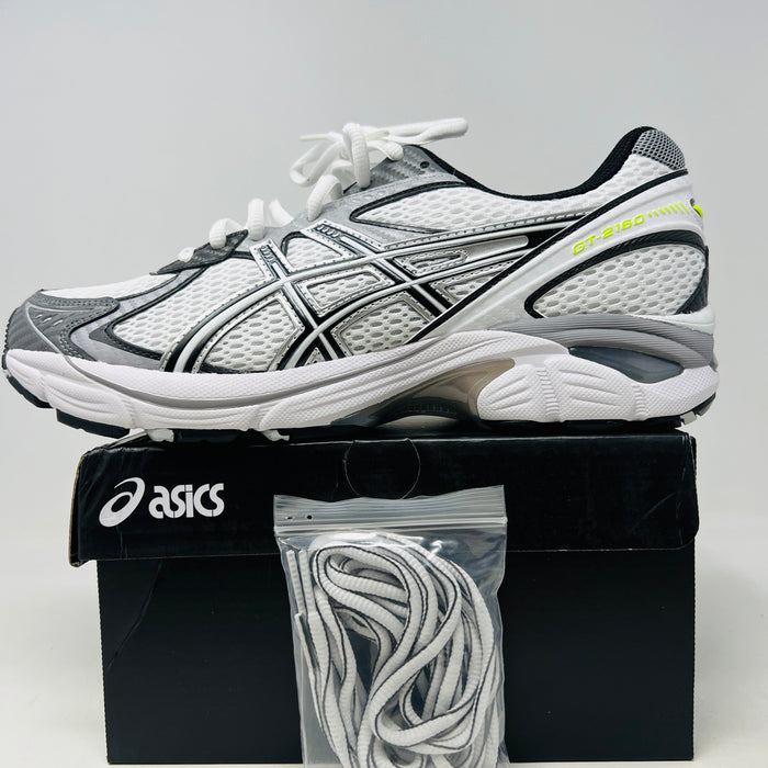 ASICS GT-2160 JJJJound White sneakers with extra laces on a branded box.