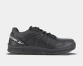 Reebok Work Guide Work Steel Toe Work Shoes in black with durable leather upper and slip-resistant outsole, side view.