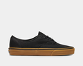 Vans Gum Authentic sneakers in black canvas with a gum rubber sole and lace-up design, side view.