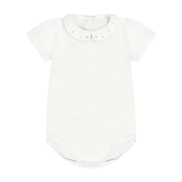 Hand Embroidered Onesie 'Fiori Rosa’