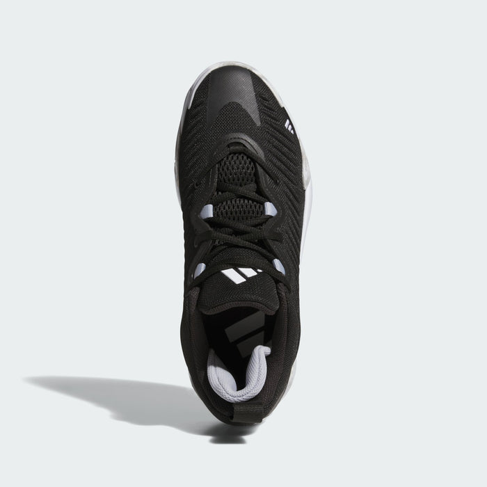 Adidas Initiation shoes top view featuring black mesh upper, lace system with white accents, and padded collar.
