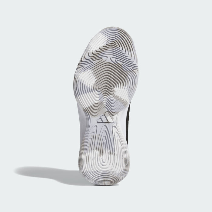 Adidas Initiation shoes outsole in white with curved traction pattern and Adidas logo at the center, sole/bottom view.