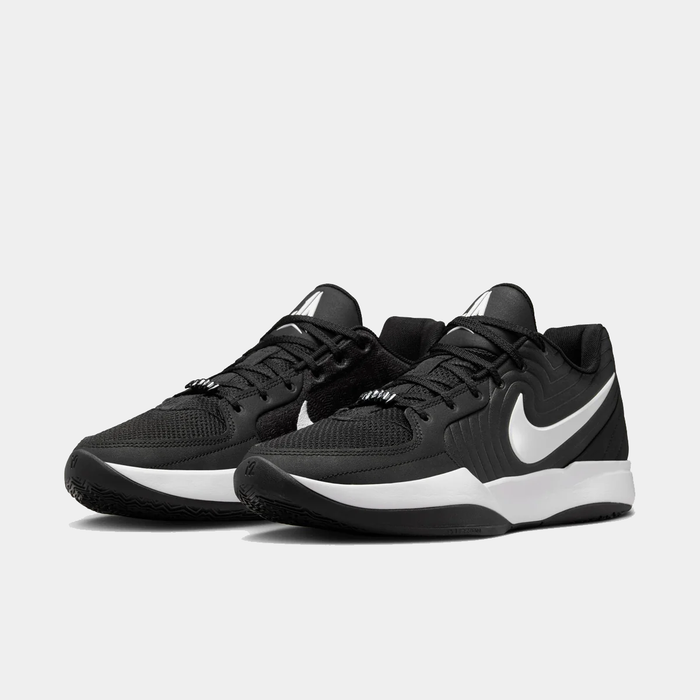 Nike Ja 2 basketball shoes in black with white Swoosh logo, mesh upper, and cushioned midsole, angled front view.
