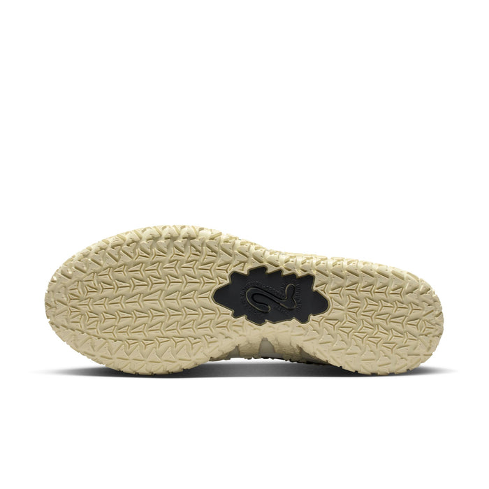 Nike Ja 3 "Sail" basketball shoes outsole in cream with textured traction pattern and black branding detail, bottom view.