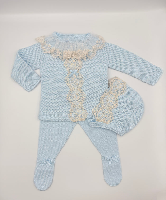 Knit Set 'Puntilla Picos' Blue