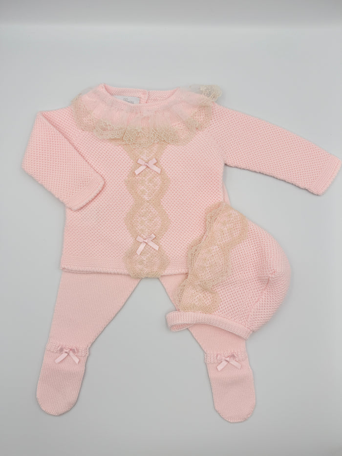 Knit Set 'Puntilla Picos' Pink