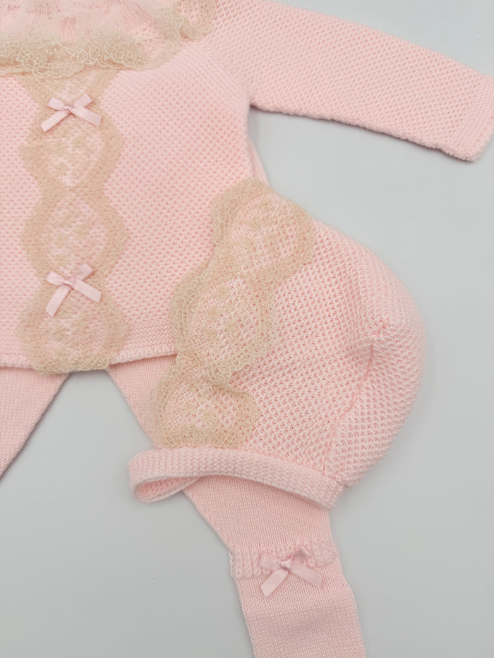 Knit Set 'Puntilla Picos' Pink