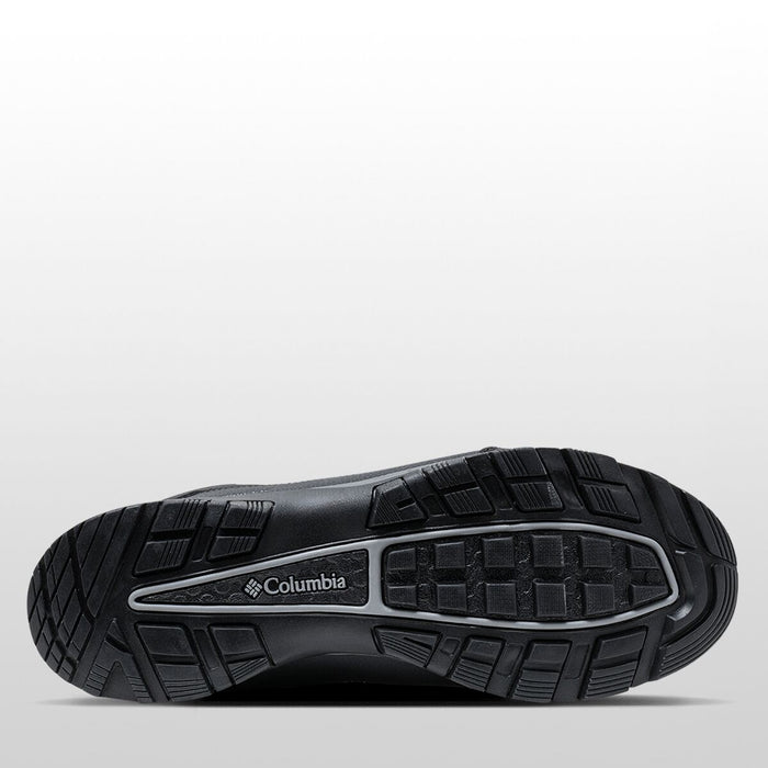 Columbia Liftop shoe outsole in black rubber with textured tread pattern and branding, sole/bottom view.