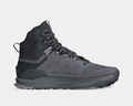 Altra Lone Peak 9 Waterproof Mid hiking boots in dark gray, featuring a mid-cut design, waterproof upper, and durable outsole, side view.