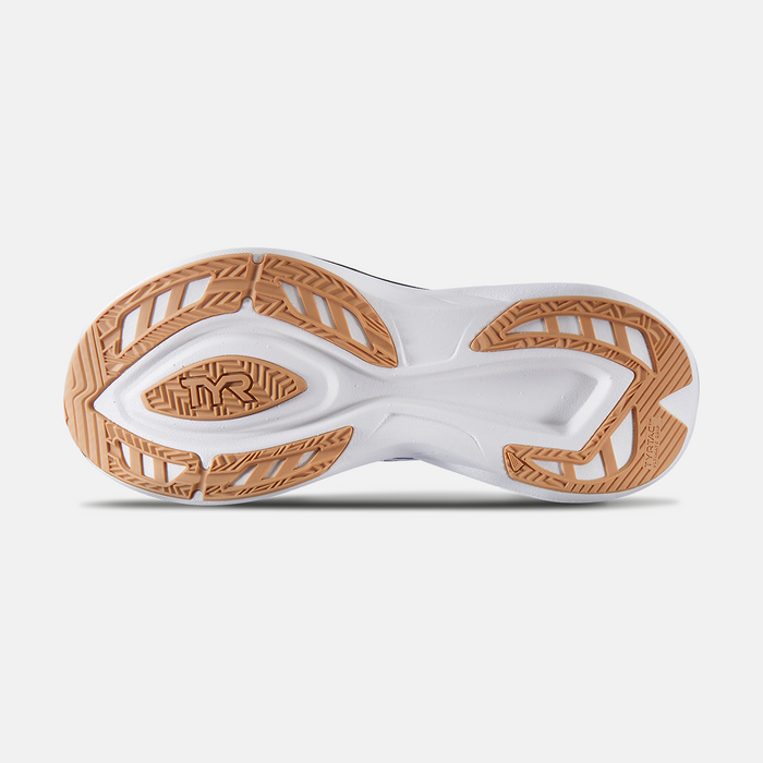 TYR Maverick V1 Runner shoes outsole featuring durable gum rubber tread pattern and white midsole, sole/bottom view.