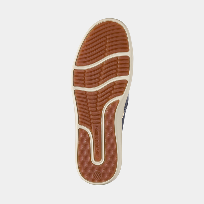 Johnston & Murphy McGuffey 2 Perfed Slip-On sole with textured rubber grip in brown, bottom view.