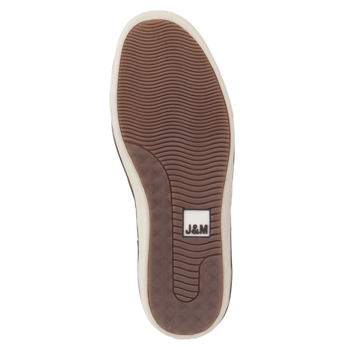 Johnston & Murphy McGuffey Plain Toe shoes outsole with textured brown rubber tread and J&M logo detail.