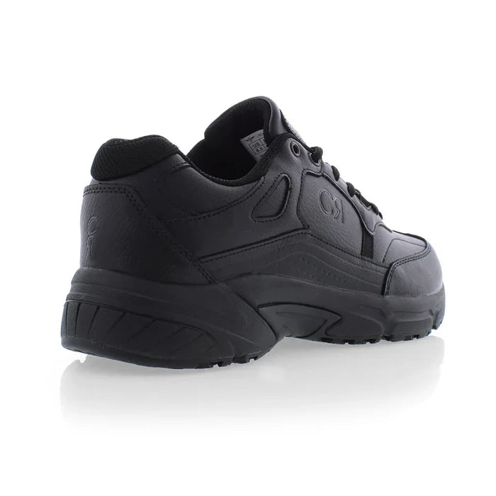 Black athletic shoe on a white background