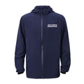 Navy blue jacket with 'Air Force Marathon' text on a white background