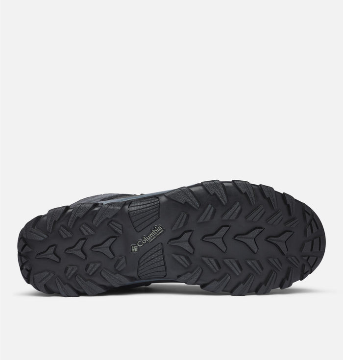 Columbia Newton Ridge™ Plus II Suede WP hiking boots outsole featuring durable black rubber with deep multi-directional lugs for traction.