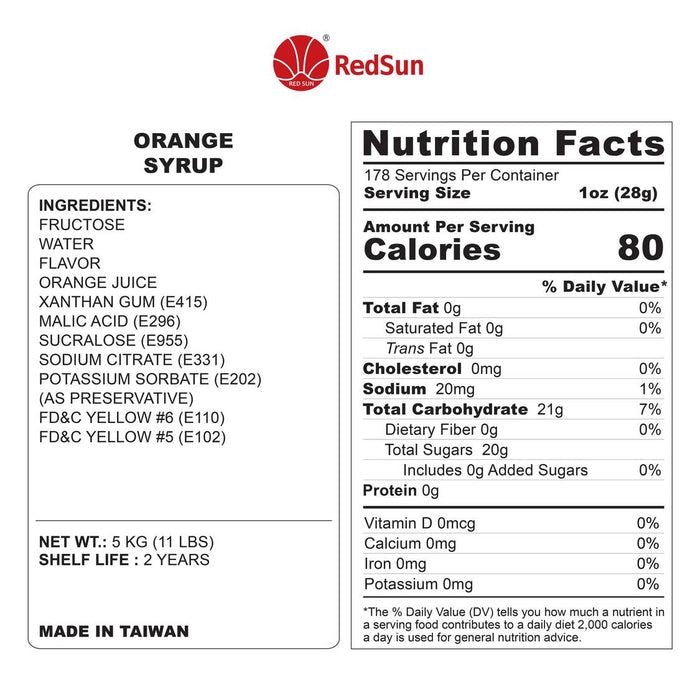 Orange Syrup 5KG (11LBS) (Bottle)