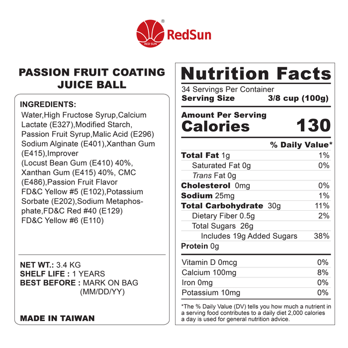 Passion Fruit Popping Boba 3.4 KG (7.50 LBS) (Bottle)