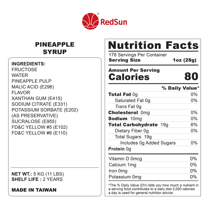 Pineapple Syrup 5KG (11LBS) (Bottle)